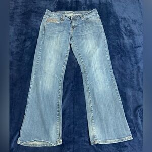 Cowgirl Tuff Embroidered Barbed Wire Bootcut Blue Jeans 31 X 31 Fits 31 X 29